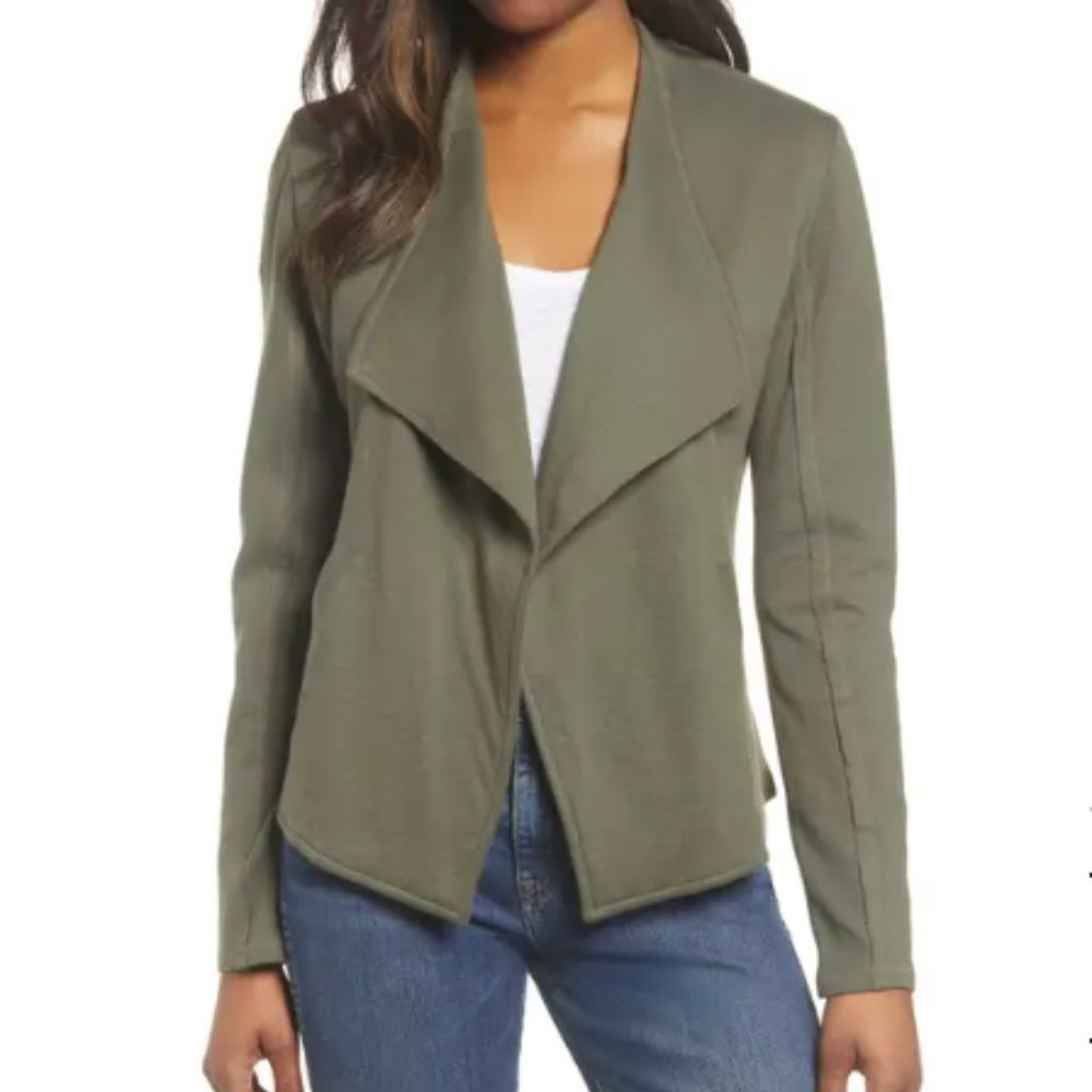 Caslon Drape Collar Knit Blazer - Green - Medium